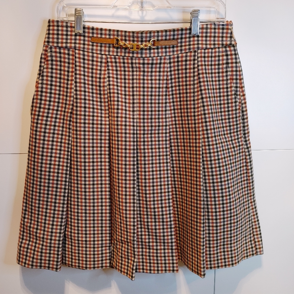 Tory Burch Pleated Check Mini Skirt - Picture 1 of 10